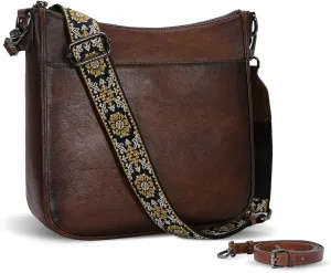 HESHE Genuine Leather Crossbody Bags for Women Hobo Purse Zipper Shoulder Handbags Travel Purse Casual Work Bag