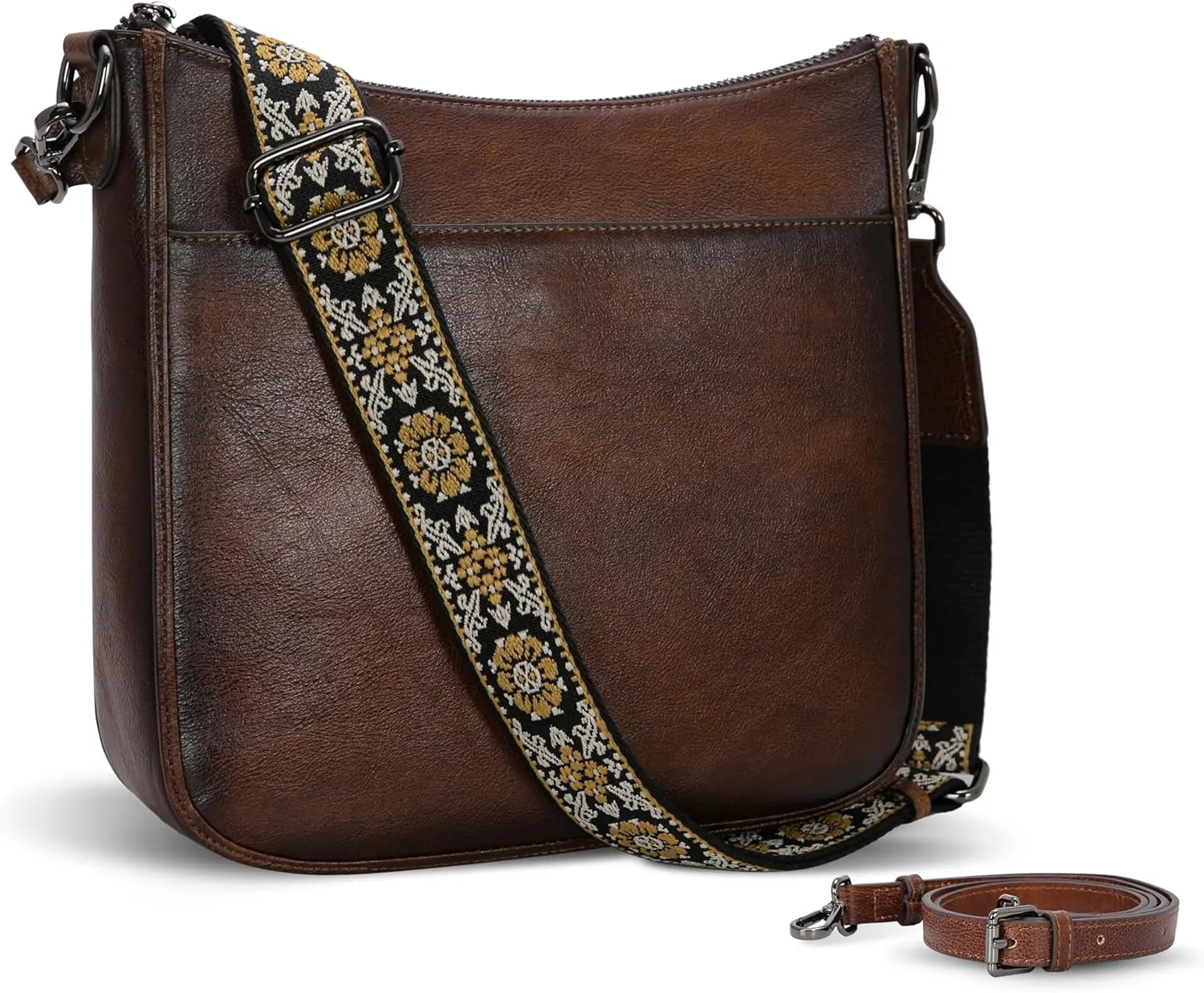 HESHE Genuine Leather Crossbody Bags for Women Hobo Purse Zipper Shoulder Handbags Travel Purse Casual Work Bag