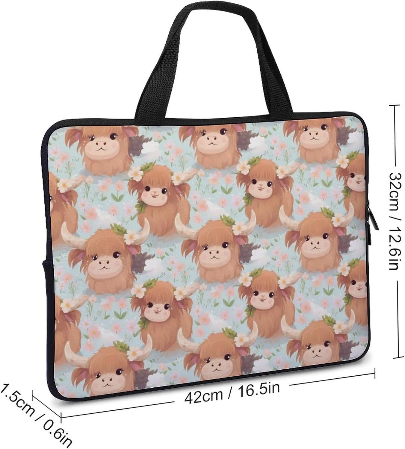 Highland Cow Laptop Bag Carrying Case Computer Protective Sleeve Case Briefcase for Men Women