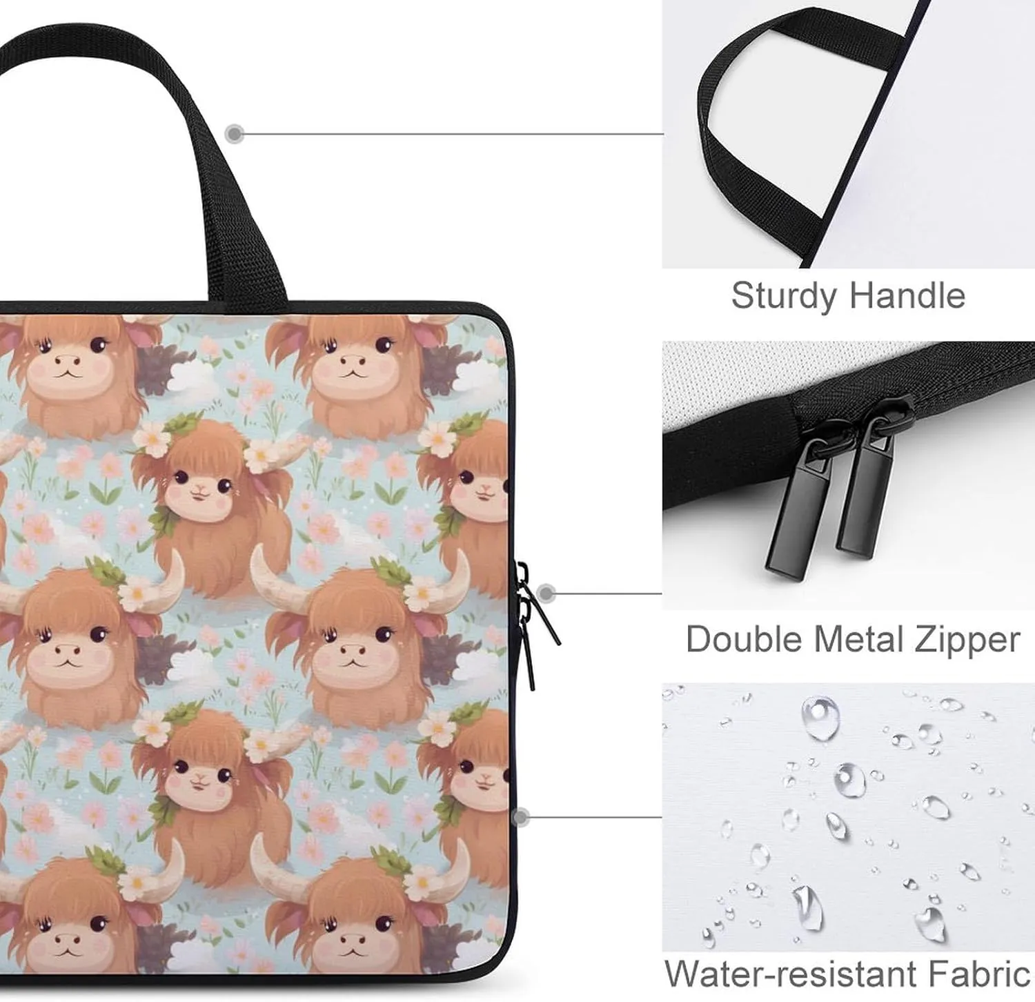 Highland Cow Laptop Bag Carrying Case Computer Protective Sleeve Case Briefcase for Men Women