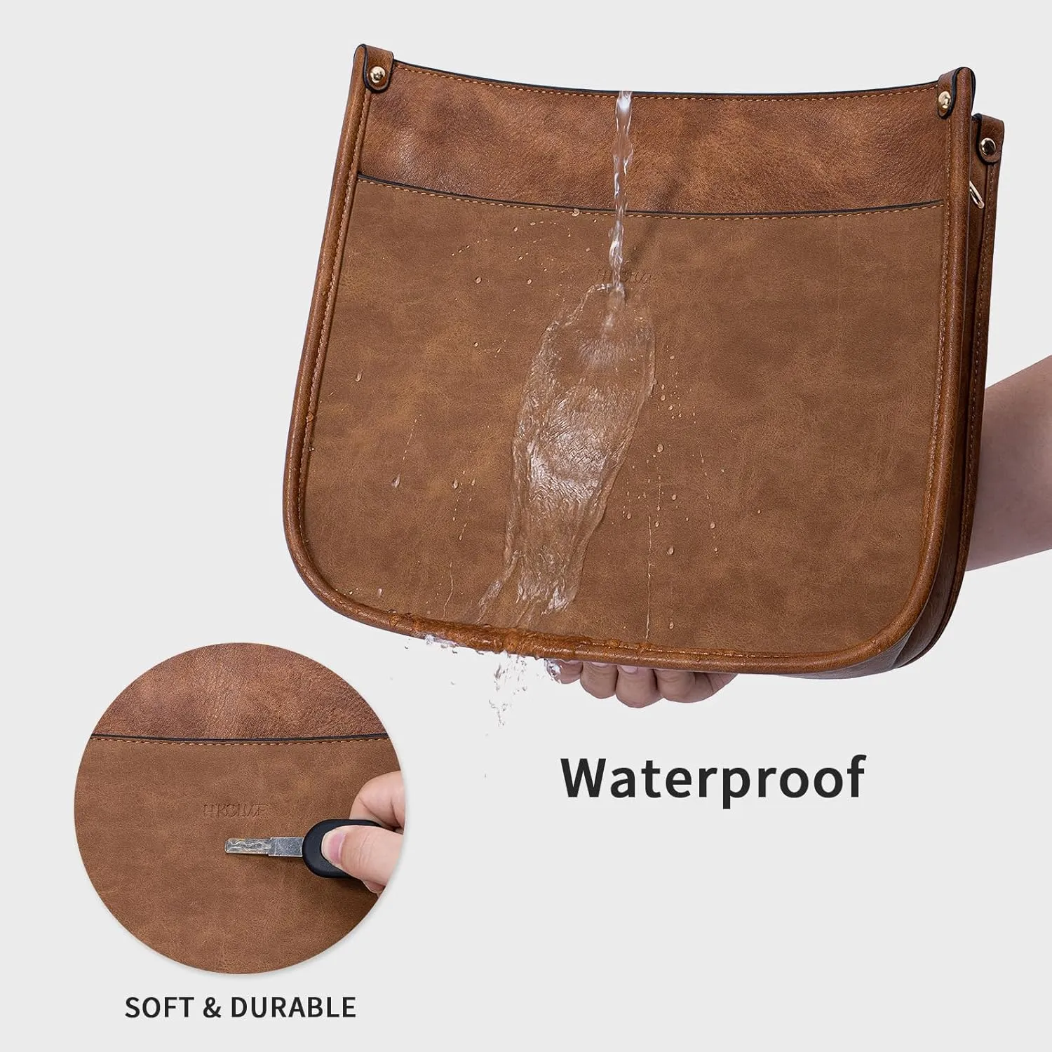 HKCLUF Crossbody Bags for Women Trendy Vegan Leather Hobo Handbags With 2PCS Adjustable Guitar Strap Shoulder Bucket Bags