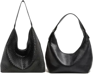 Hobo Handbags for Women, Woven Leather Shoulder Bag for Women
