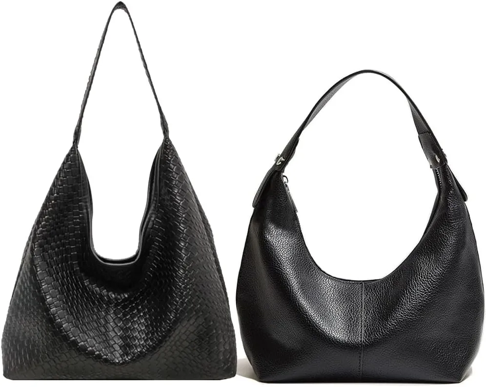 Hobo Handbags for Women, Woven Leather Shoulder Bag for Women