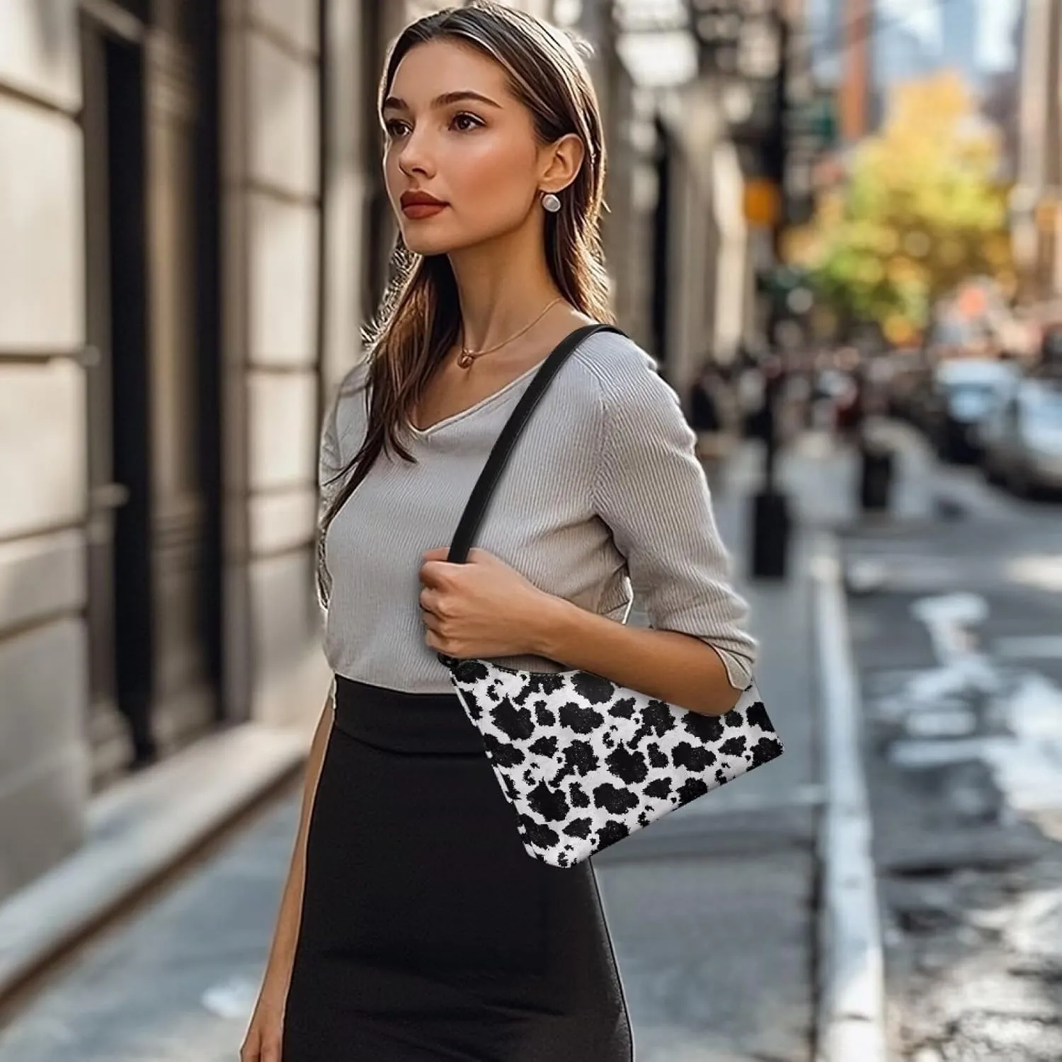 HUGS IDEA Leopard Print Clutch Handbag Fashion Shoulder Purse for Lady Tote Bag Underarm Purse for Work