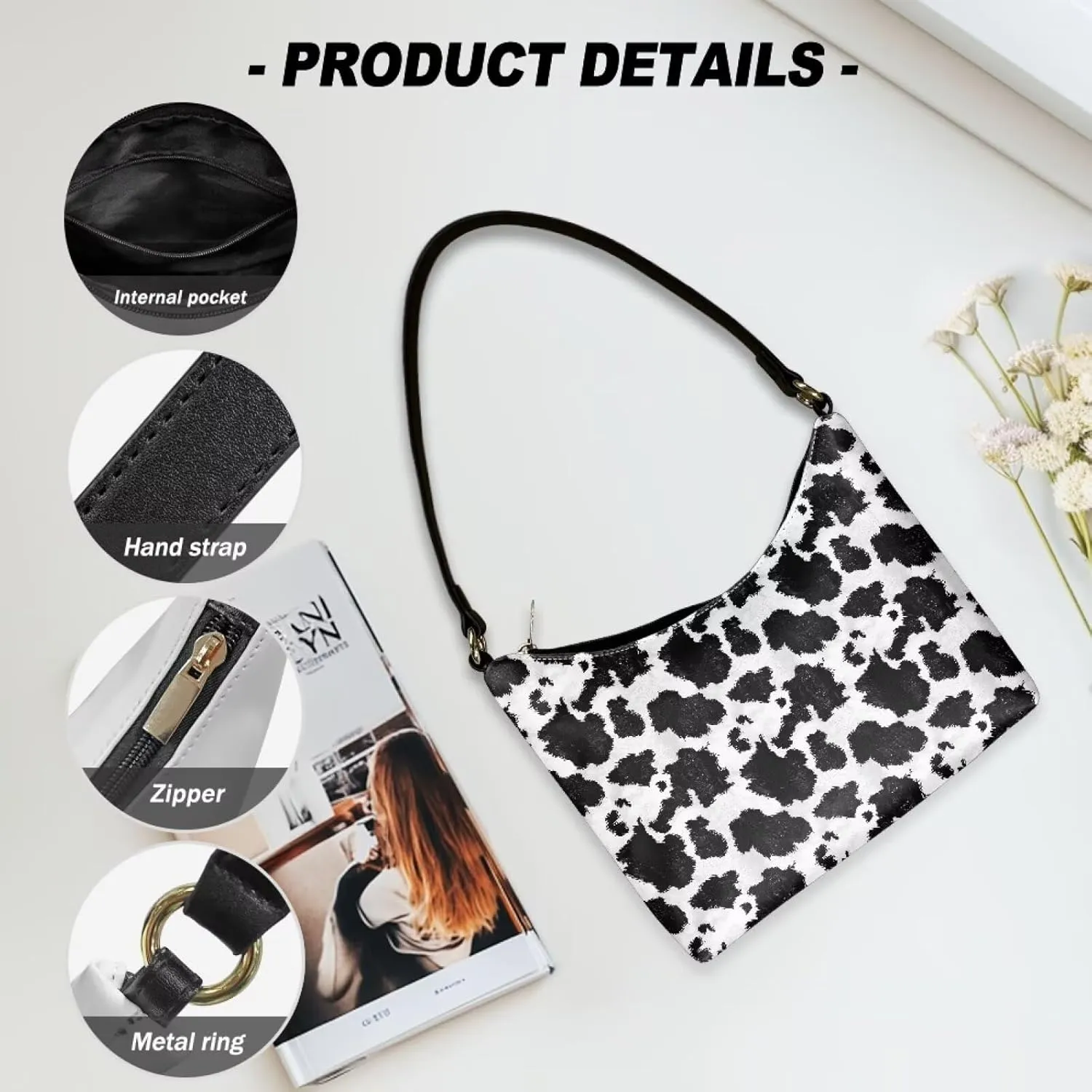 HUGS IDEA Leopard Print Clutch Handbag Fashion Shoulder Purse for Lady Tote Bag Underarm Purse for Work