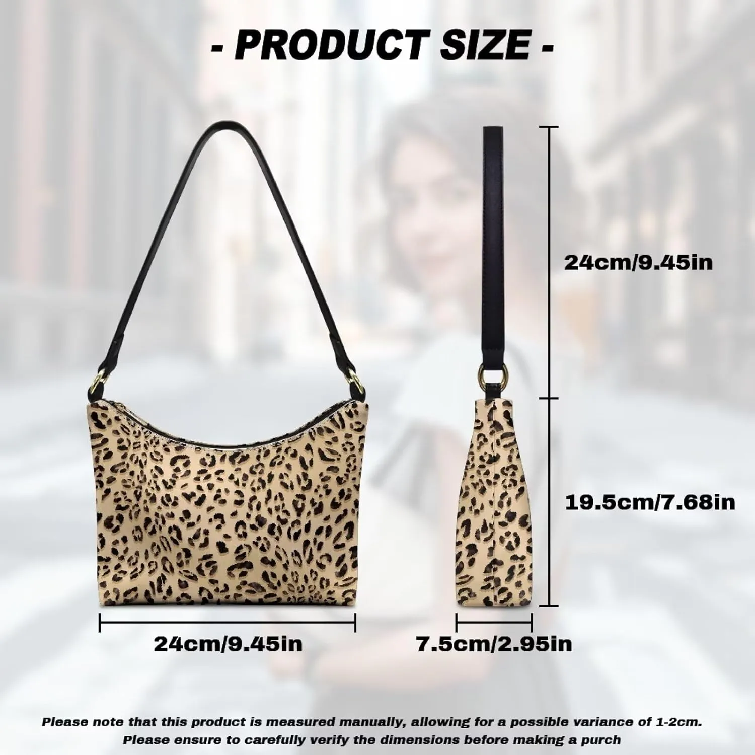 HUGS IDEA Leopard Print Clutch Handbag Fashion Shoulder Purse for Lady Tote Bag Underarm Purse for Work