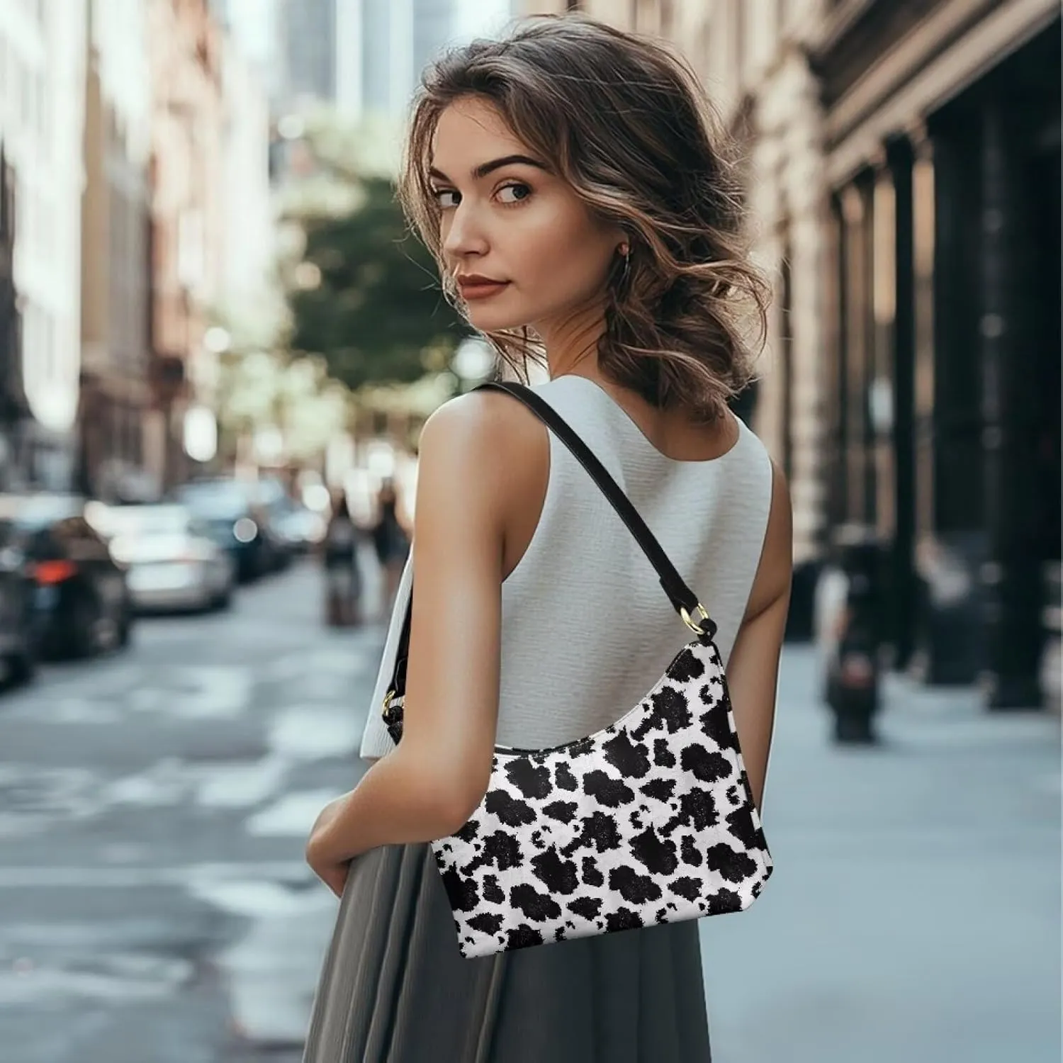HUGS IDEA Leopard Print Clutch Handbag Fashion Shoulder Purse for Lady Tote Bag Underarm Purse for Work