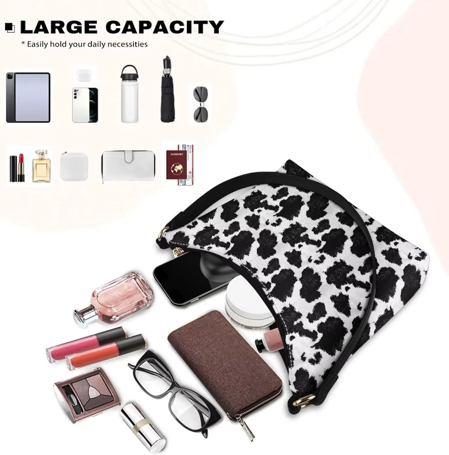 HUGS IDEA Leopard Print Clutch Handbag Fashion Shoulder Purse for Lady Tote Bag Underarm Purse for Work
