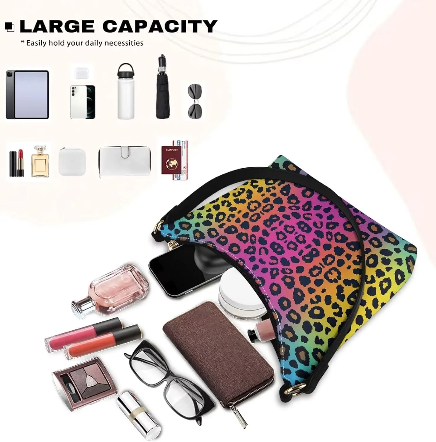 HUGS IDEA Leopard Print Clutch Handbag Fashion Shoulder Purse for Lady Tote Bag Underarm Purse for Work