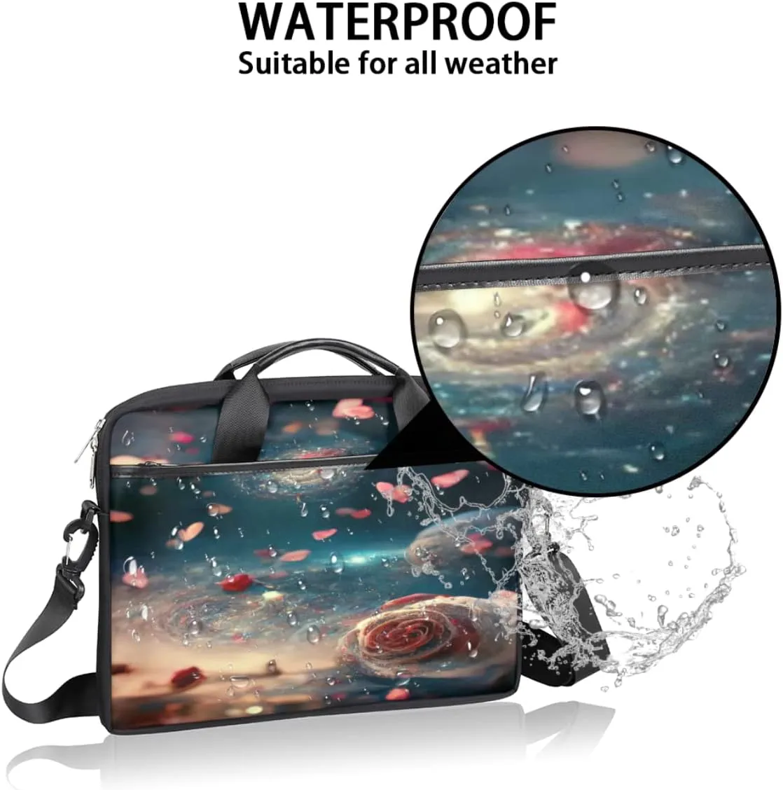 Ice Flower Pattern Laptop Shoulder Messenger Bag Waterproof Laptop Briefcase with Handle and Padded Strap Case Sleeve