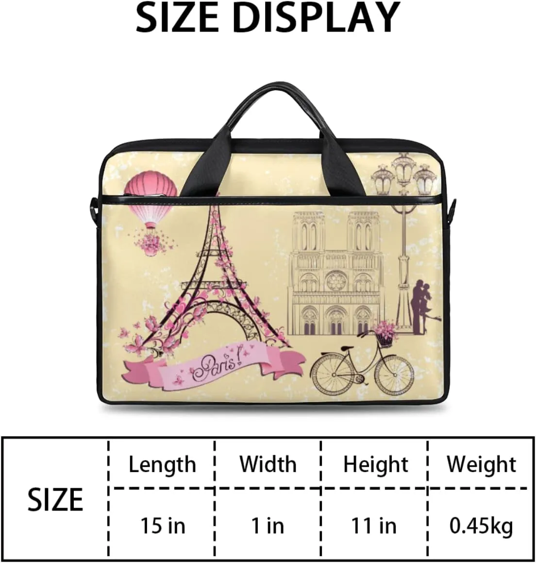 Ice Flower Pattern Laptop Shoulder Messenger Bag Waterproof Laptop Briefcase with Handle and Padded Strap Case Sleeve