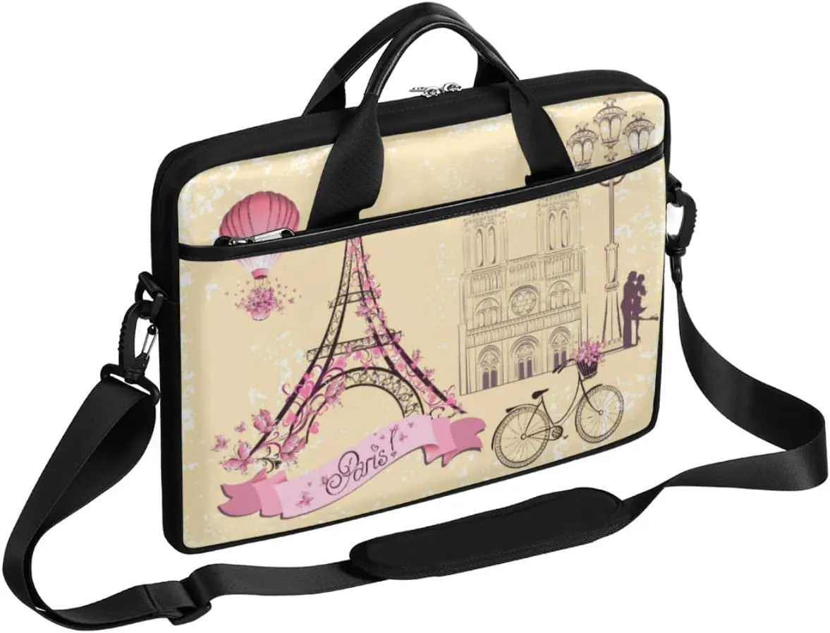 Ice Flower Pattern Laptop Shoulder Messenger Bag Waterproof Laptop Briefcase with Handle and Padded Strap Case Sleeve