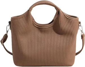 ikasus Women Tote Bag for PU Leather Shoulder Bags Fashion Hobo Bags Large Purse and Handbags Crossbody Bag Adjustable Strap, Khaki