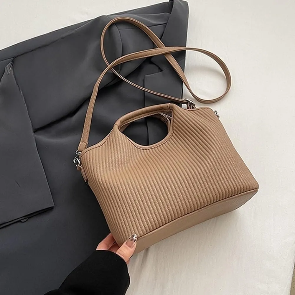 ikasus Women Tote Bag for PU Leather Shoulder Bags Fashion Hobo Bags Large Purse and Handbags Crossbody Bag Adjustable Strap, Khaki