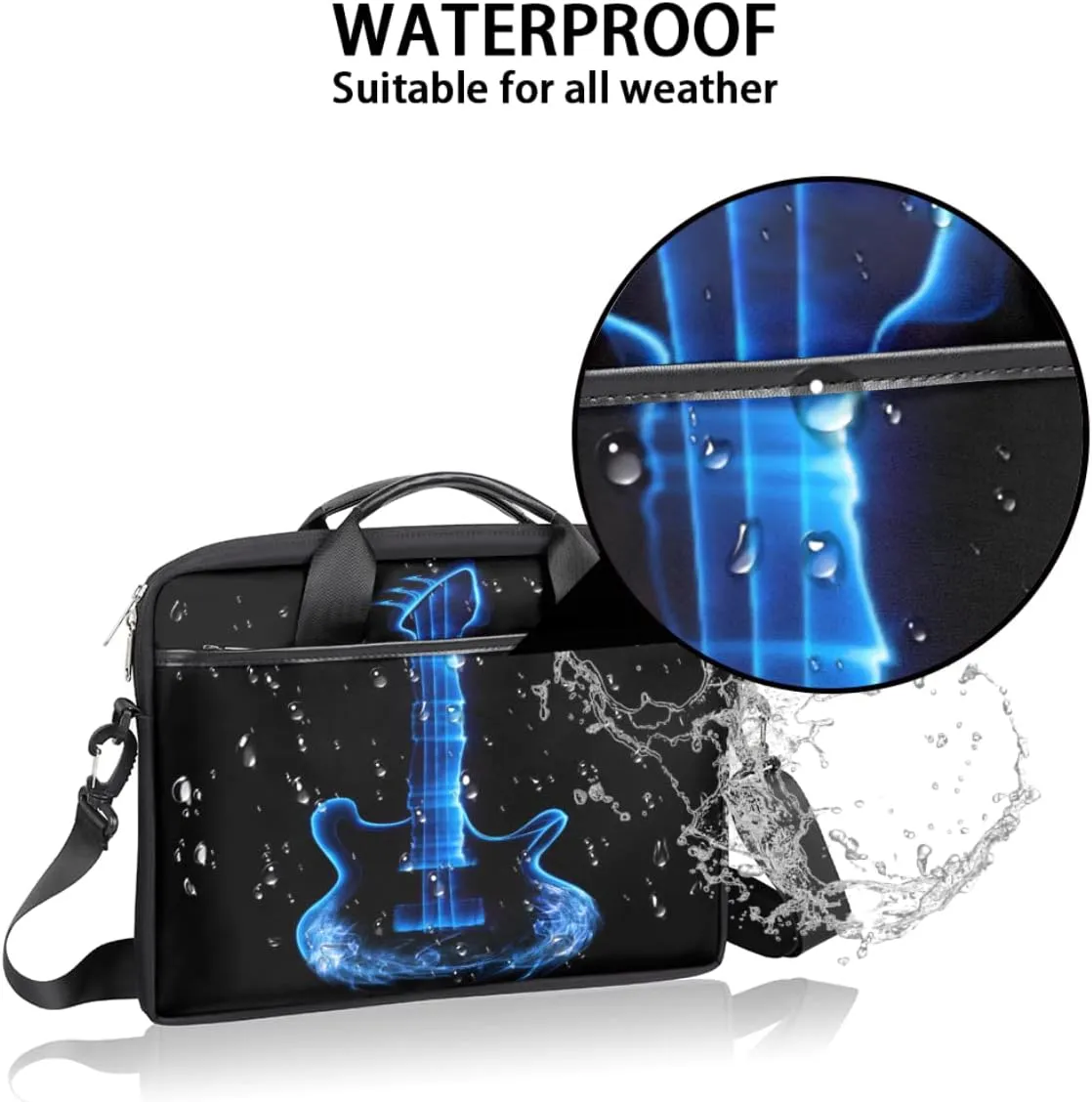 Ikat Texture Laptop Shoulder Messenger Bag Waterproof Laptop Briefcase Handle Padded Strap