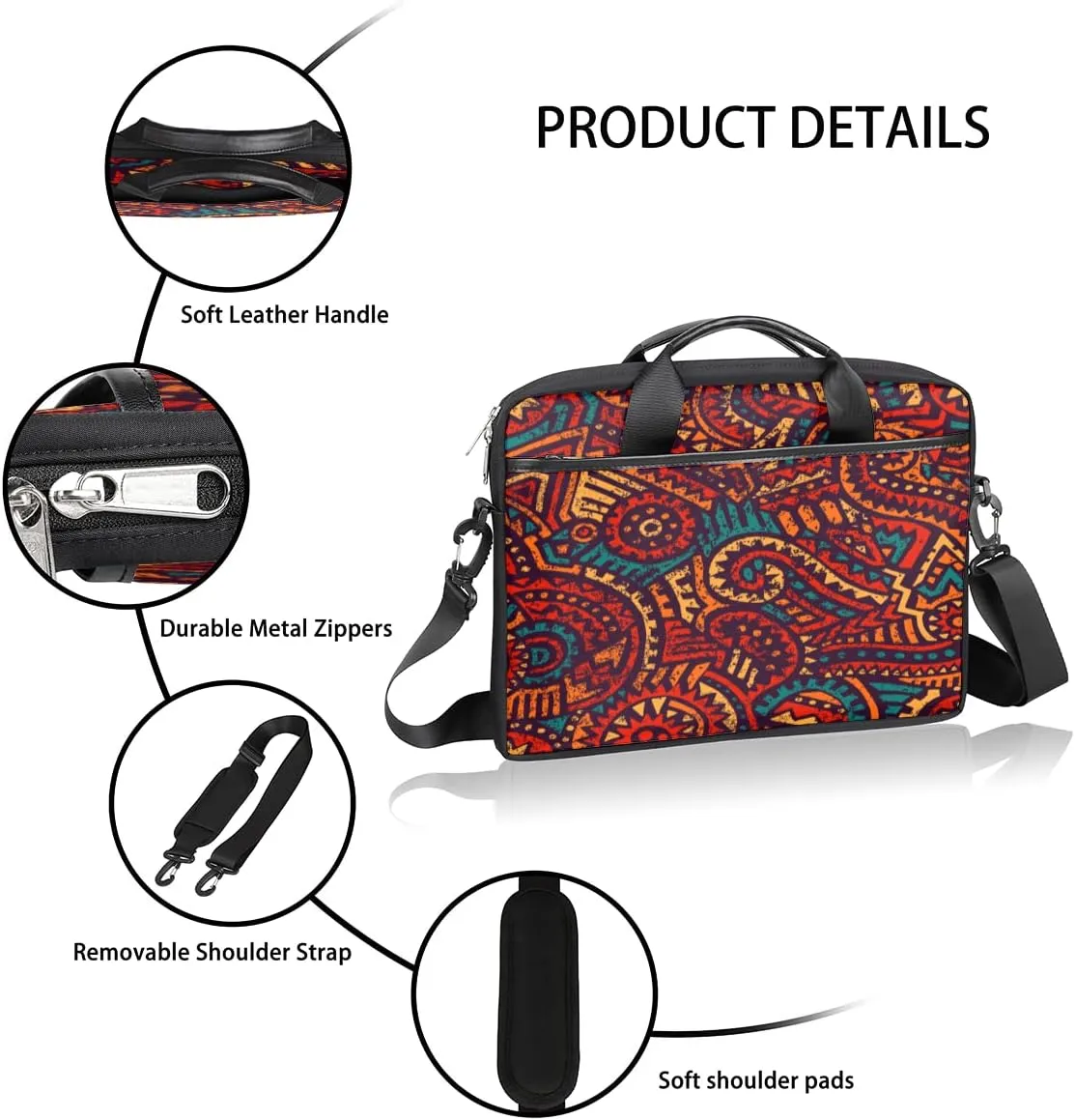Independence Day Theme Design Laptop Shoulder Messenger Bag Waterproof Laptop Briefcase Handle Padded Strap