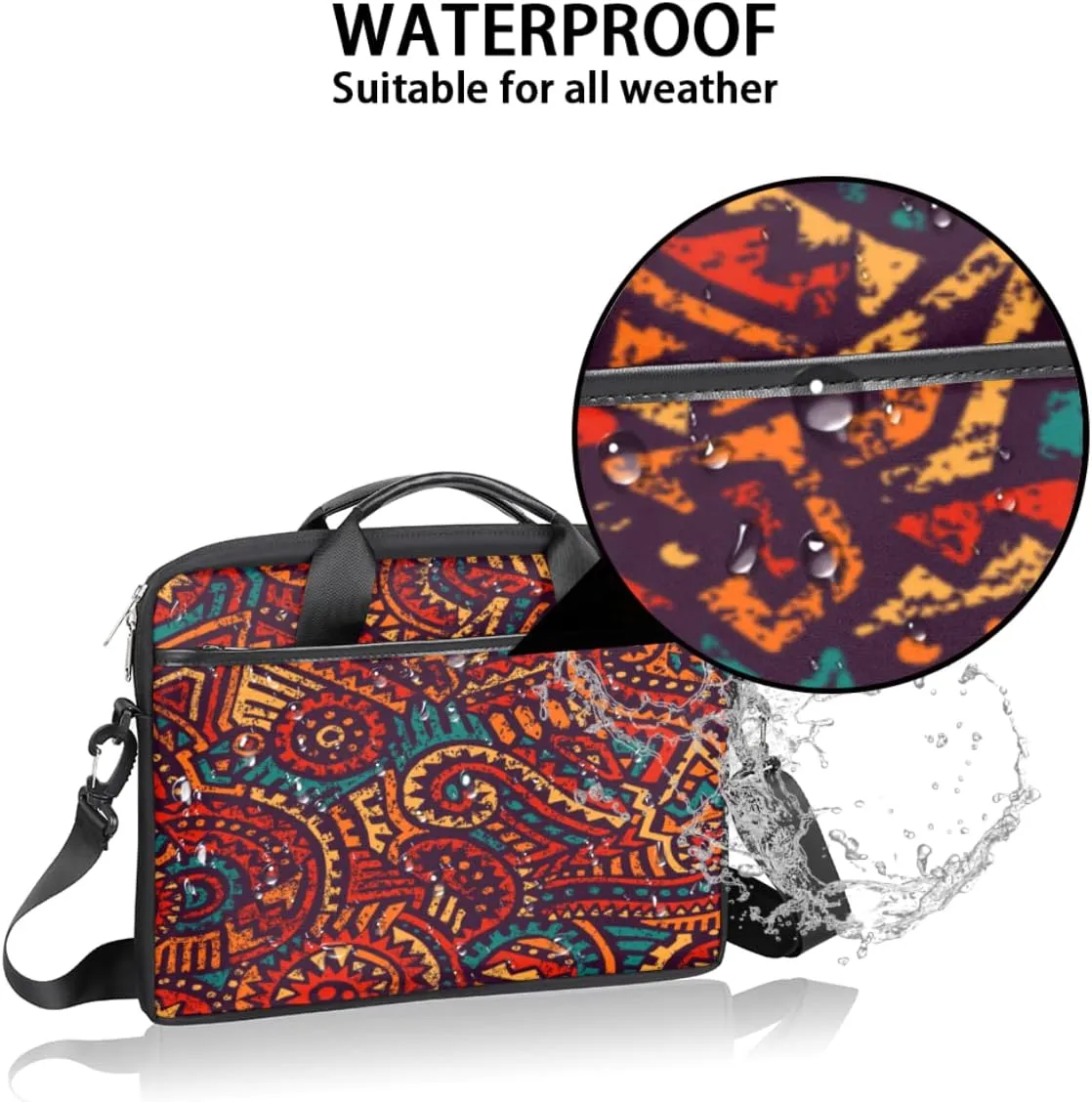 Independence Day Theme Design Laptop Shoulder Messenger Bag Waterproof Laptop Briefcase Handle Padded Strap