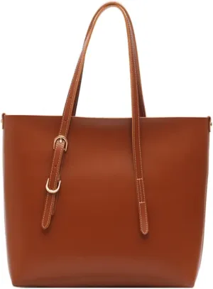 JSEIAJB Leather Bucket Composite Bags for Women Large Capacity Shoulder Bags Casual Tote