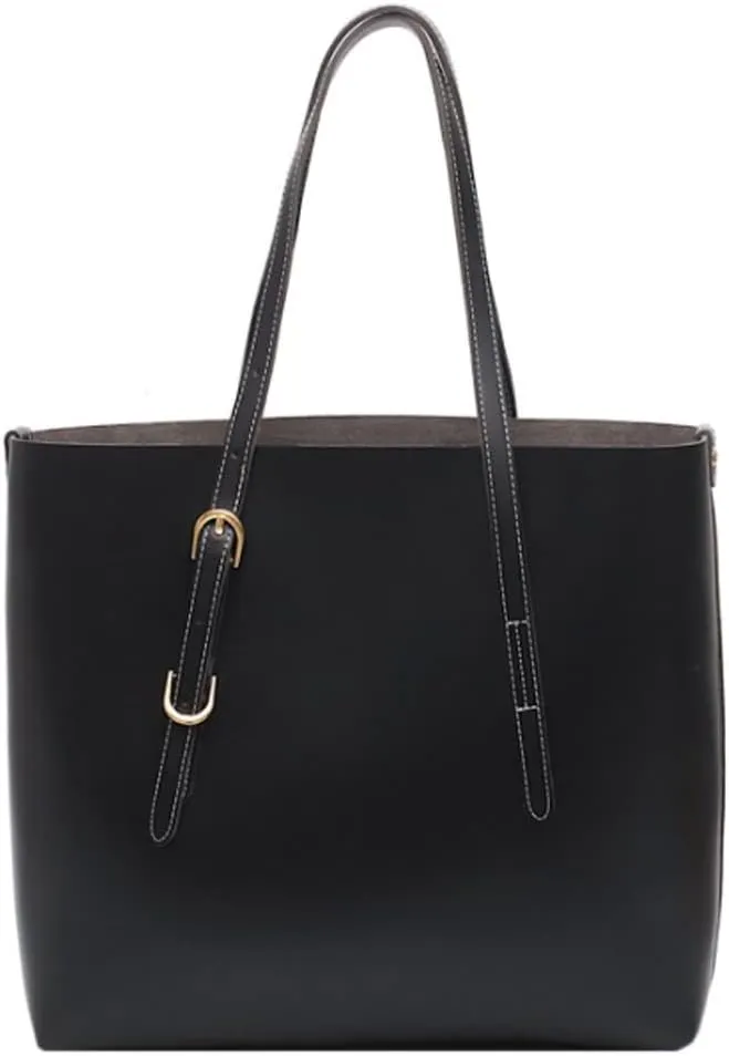 JSEIAJB Leather Bucket Composite Bags for Women Large Capacity Shoulder Bags Casual Tote