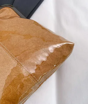 Kiss Lock Purses and Handbags for Women Small PVC Tote Bag Kraft Paper Crossbody Bag Clear Top Handle Purse Kisslock Satchel