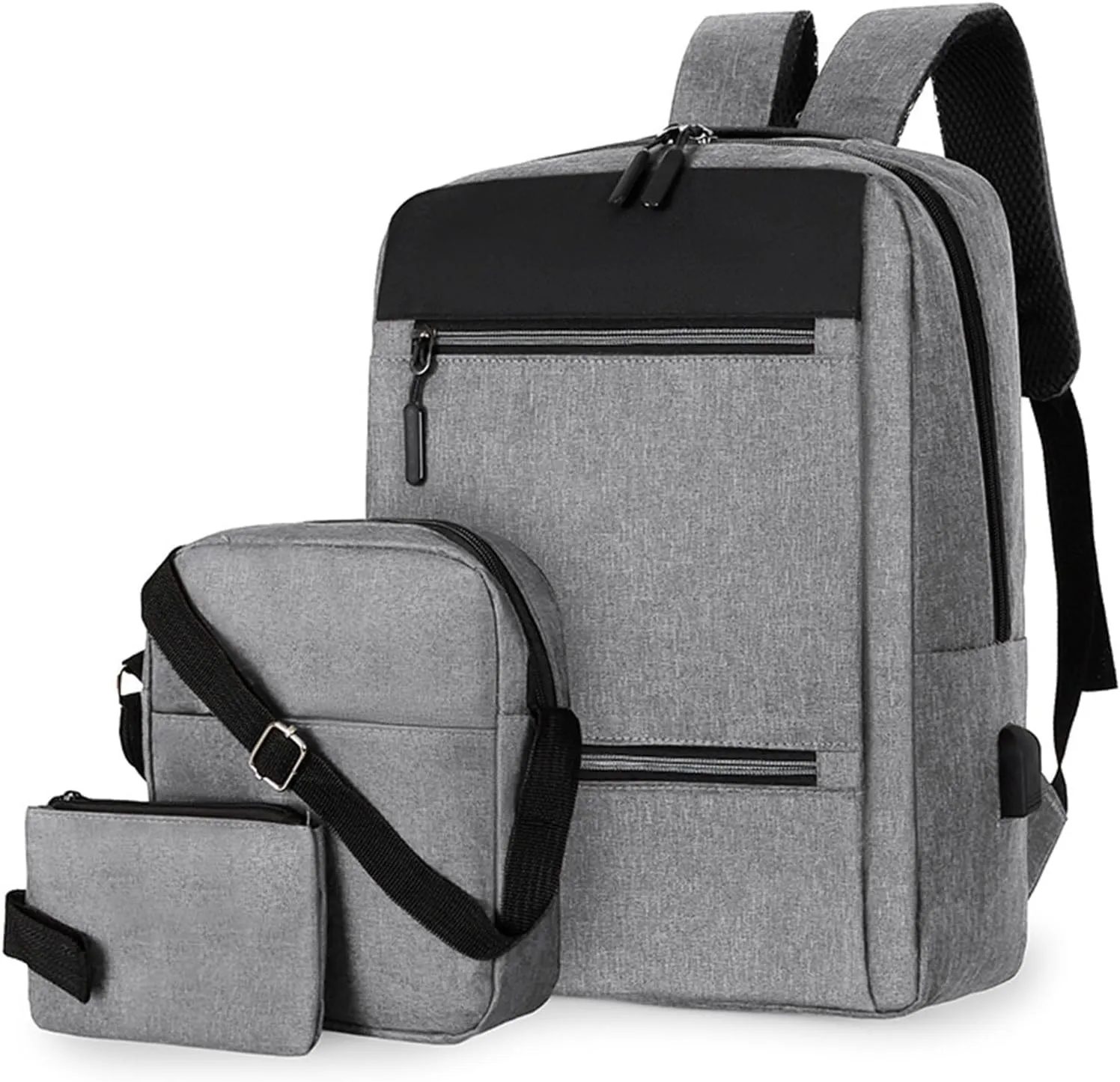 Laptop Backpack Business Carry On Backpack With Crossbody & Purse 3 Bags For School Business Travel (Grey, One Size)