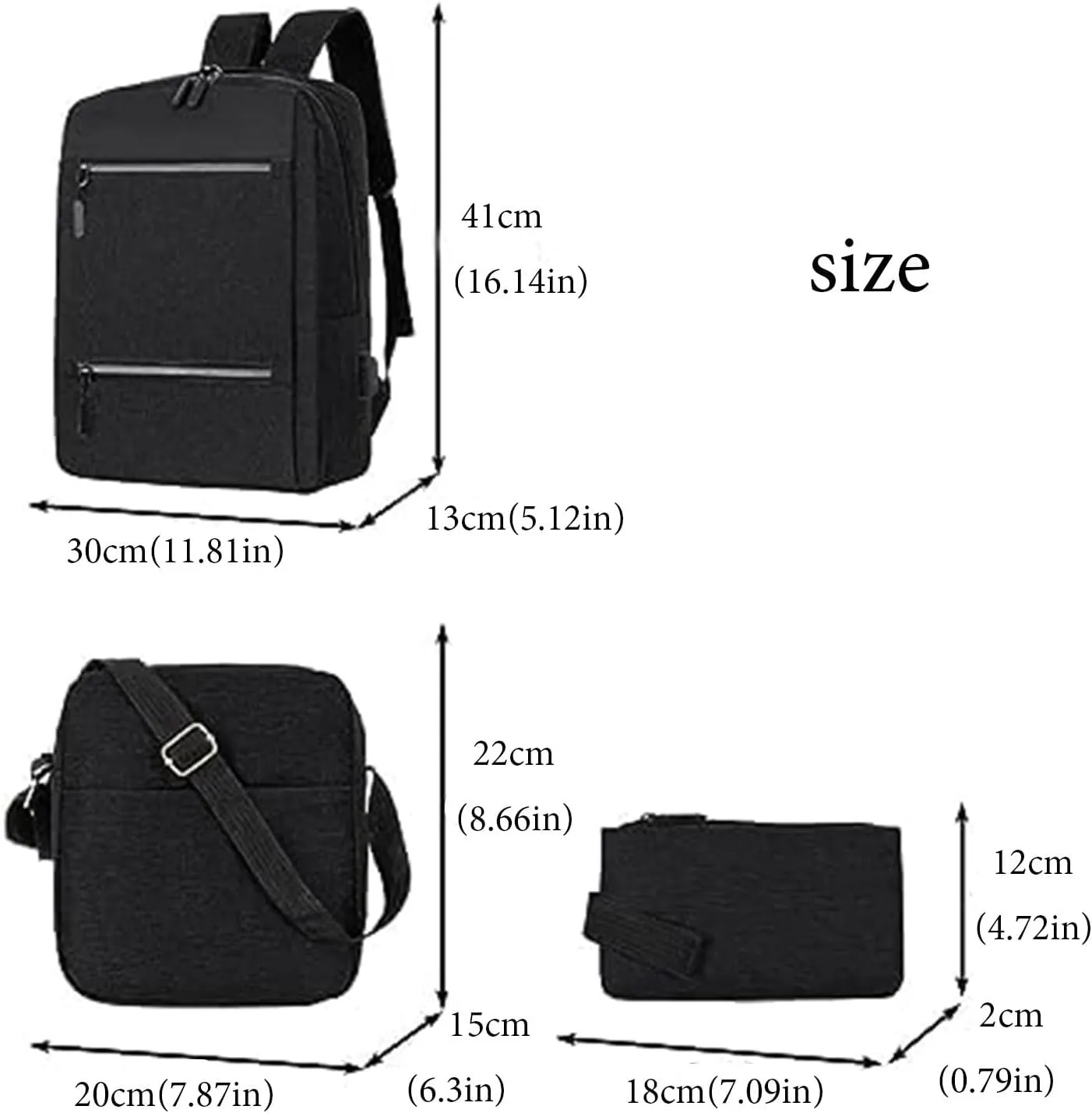 Laptop Backpack Business Carry On Backpack With Crossbody & Purse 3 Bags For School Business Travel (Grey, One Size)