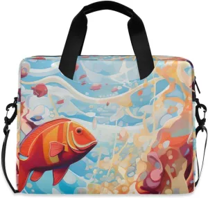 Laptop Bag Fits Up to 16 Inch Computer Colored Goldfish Colony Laptop Briefcases for Men Women
