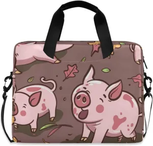 Laptop Bag Fits Up to 16 Inch Computer Pigs Rolling in The Dirt Laptop Briefcases for Men Women