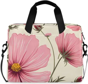 Laptop Bag Fits Up to 16 Inch Computer Pink Hand Drawn Flowers Laptop Briefcases for Men Women