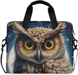 Laptop Bag Fits Up to 16 Inch Computer Starry Sky Moonlight Owl Laptop Briefcases for Men Women
