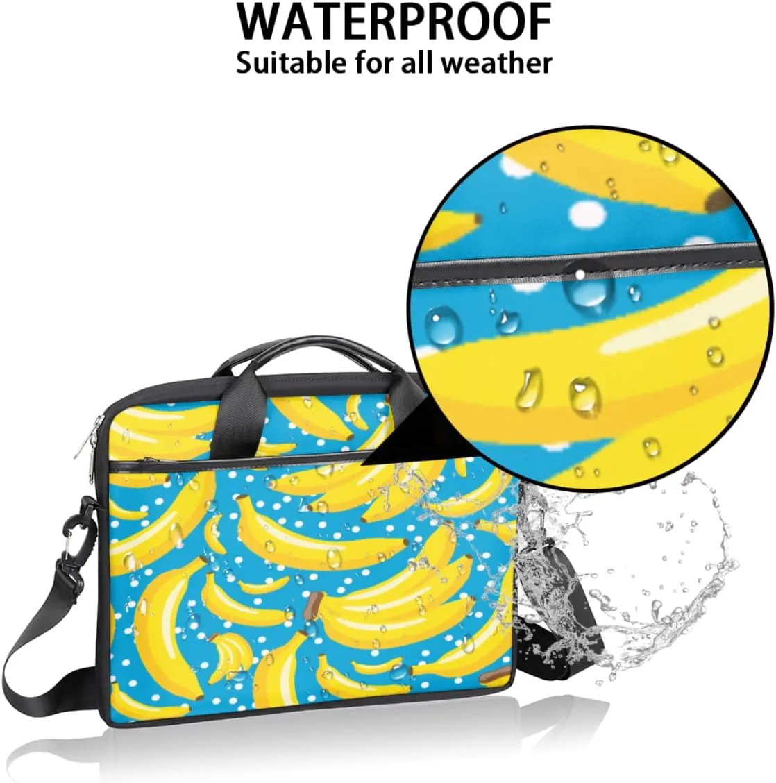 Lemon Printing Laptop Shoulder Messenger Bag Waterproof Laptop Briefcase Handle Padded Strap