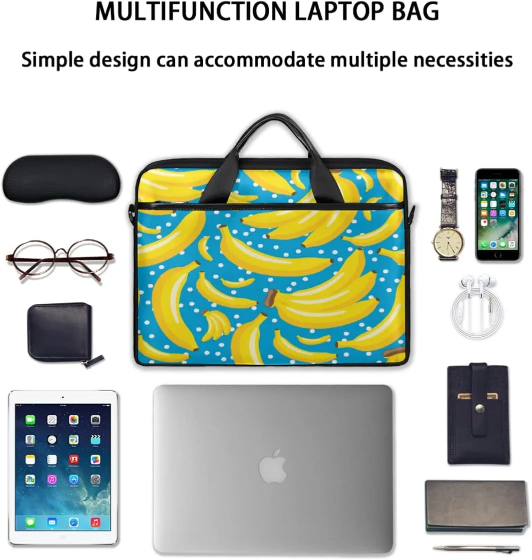 Lemon Printing Laptop Shoulder Messenger Bag Waterproof Laptop Briefcase Handle Padded Strap
