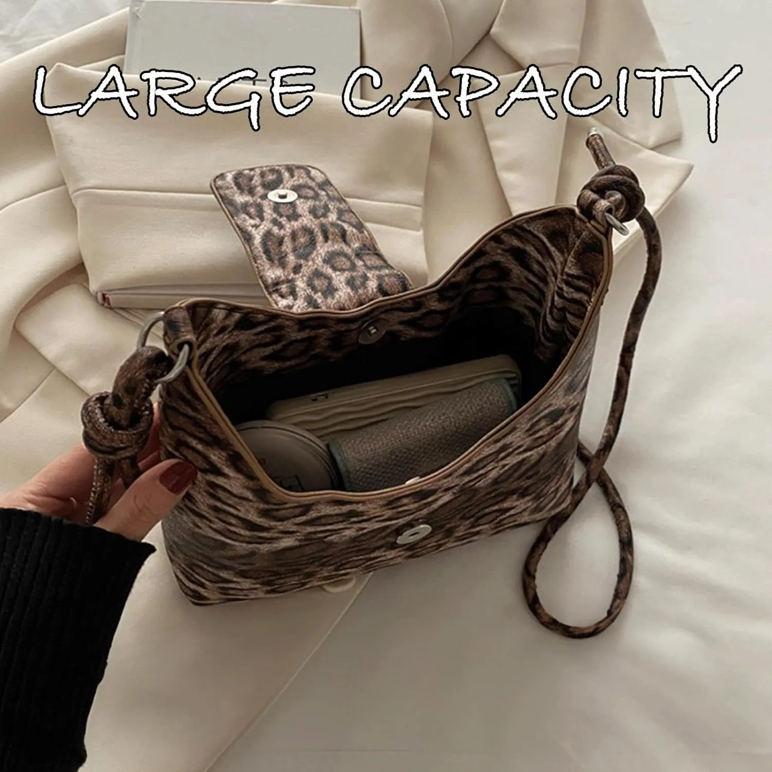Leopard Print Silver Bow Purse Trendy Leopard Crossbody Bag Cheetah Print Tote Handbag for Women