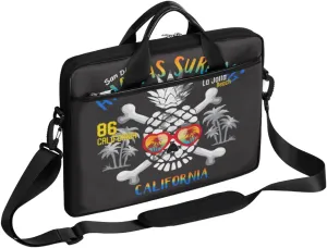 Lifornia Beach Pineapple Skull Laptop Shoulder Messenger Bag Waterproof Laptop Briefcase Handle Padded Strap