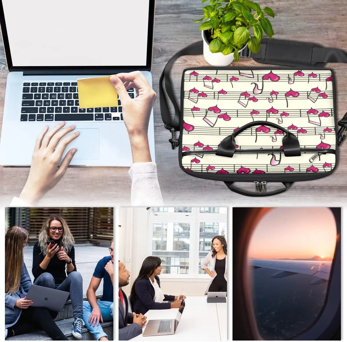 Lighthouse Sailing Ocean Theme Laptop Shoulder Messenger Bag Waterproof Laptop Briefcase with Handle and Padded Strap