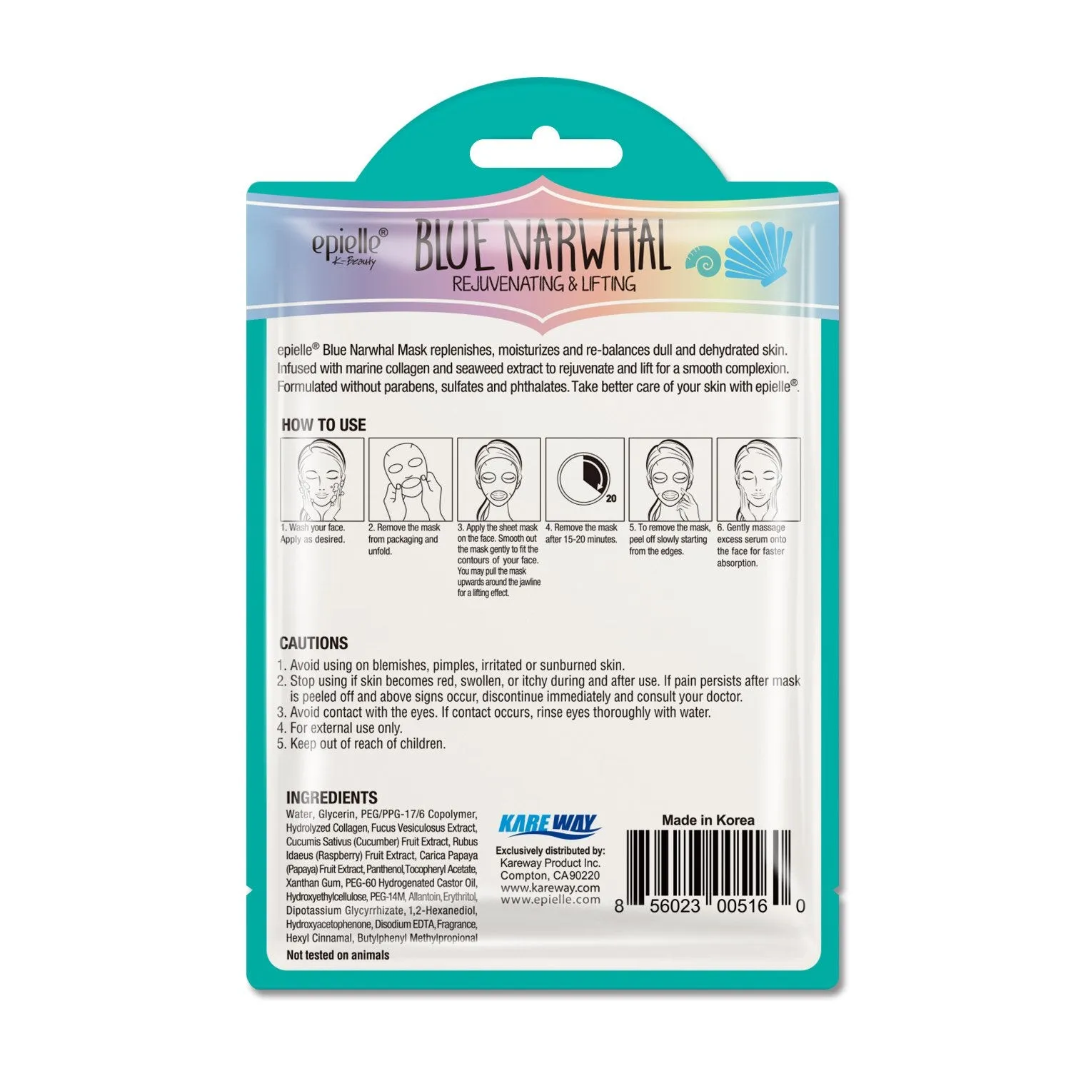 Marine Blue Narwhal Character Sheet Mask