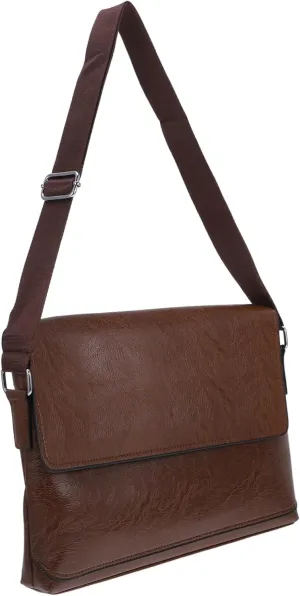 Mens Shoulder Bag Men's Crossbody Bag Leather Fashionable Pu Storage Pouch Briefcase for Men Light Brown