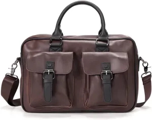 Messenger Bag, PU Leather Men's Briefcases 13inch Laptop Bag Office Bags for Men Document Business Shoulder Messenger Bag