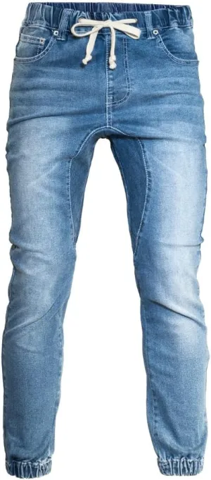 Minimal Clothing Men's Trendy Harem Twill Slim Fit Jogger Pants, Dc-washed Light Indigo, Large