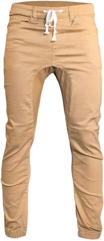 Minimal Clothing Men's Trendy Harem Twill Slim Fit Jogger Pants, Dc-wheat, Large