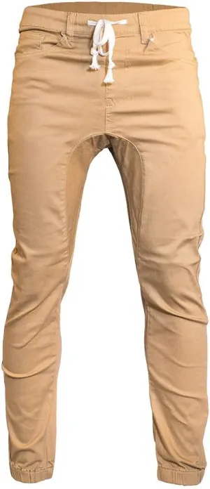 Minimal Clothing Men's Trendy Harem Twill Slim Fit Jogger Pants, Dc-wheat, Large