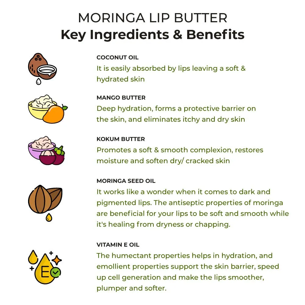 Moringa Lip Butter with Botanical Oils & Butters- 15g | AM & PM friendly