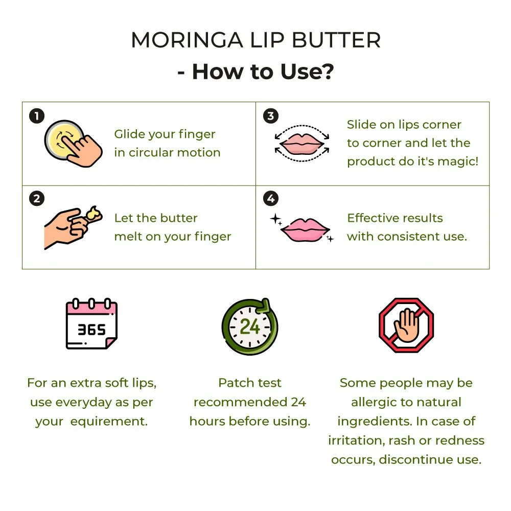 Moringa Lip Butter with Botanical Oils & Butters- 15g | AM & PM friendly