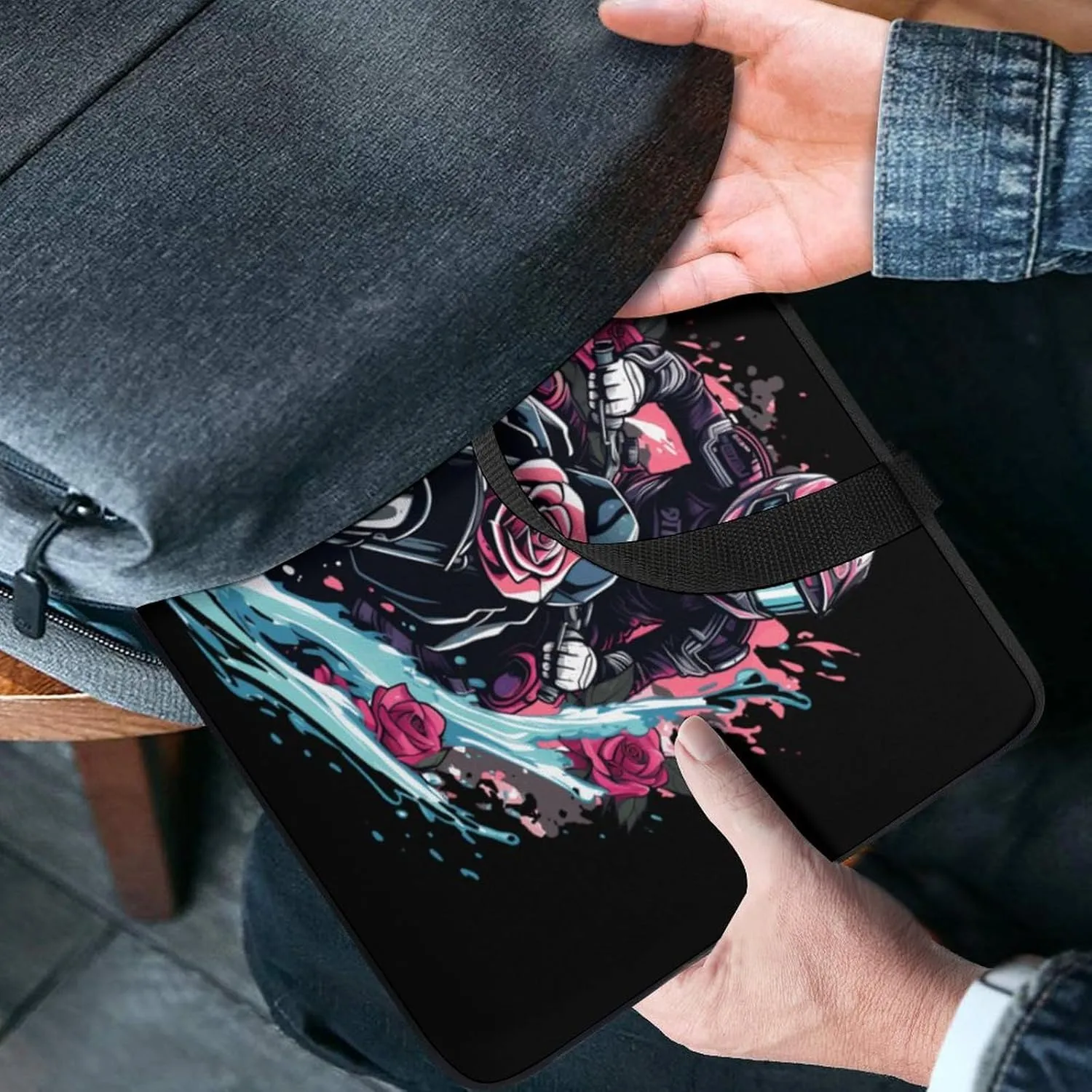 Motorcross Rider Roses Laptop Bag Carrying Case Computer Protective Sleeve Case Briefcase for Men Women