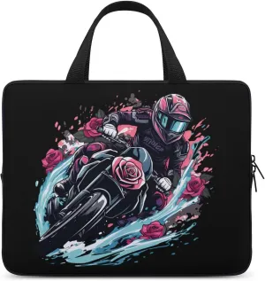 Motorcross Rider Roses Laptop Bag Carrying Case Computer Protective Sleeve Case Briefcase for Men Women
