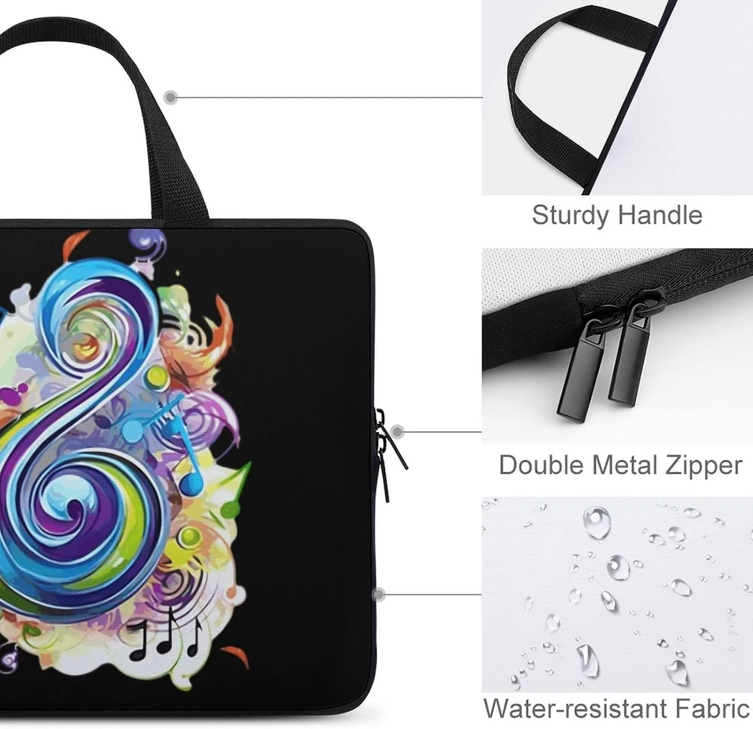 Music Note Laptop Bag Carrying Case Computer Protective Sleeve Case Briefcase for Men Women