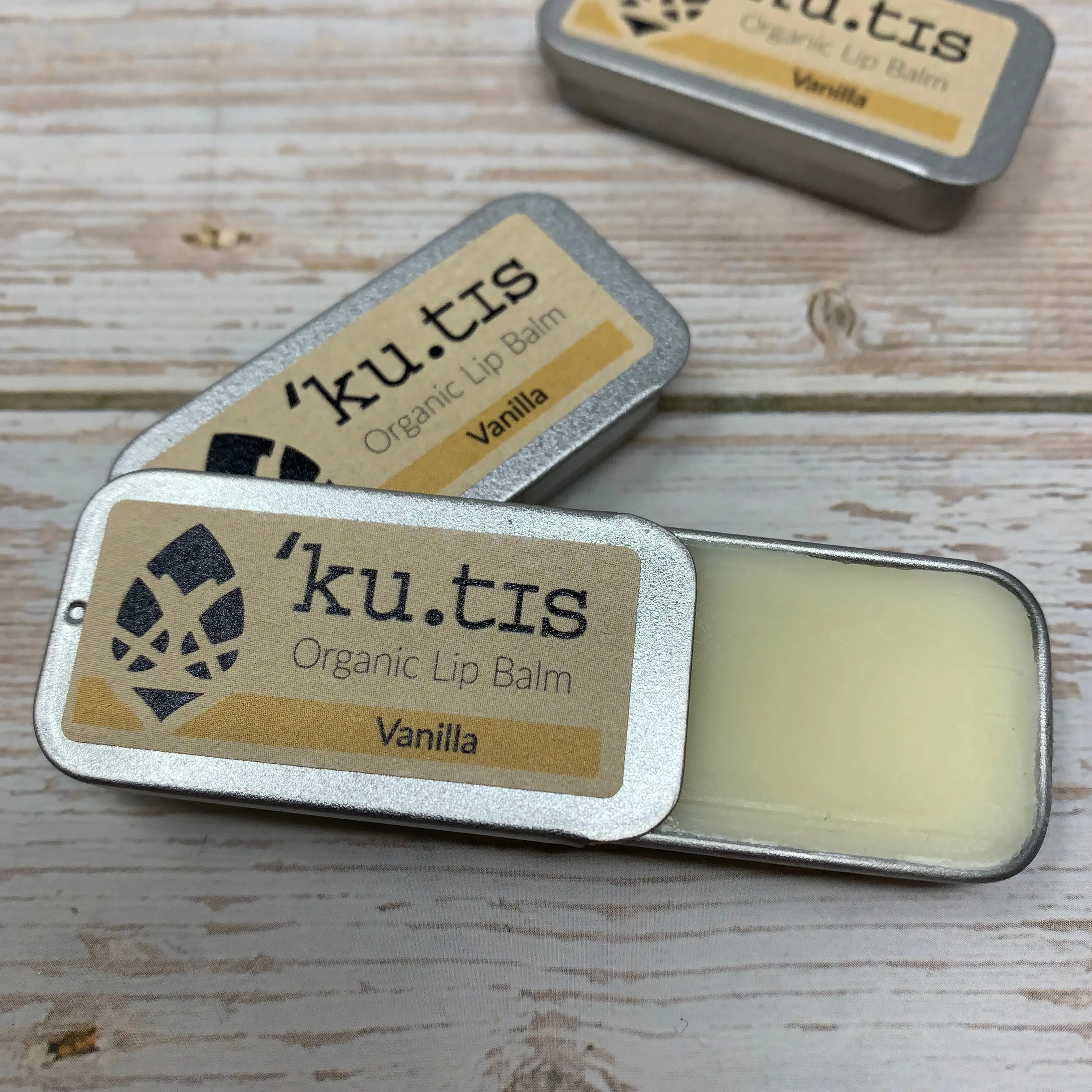 Natural Lip Balm, Plastic Free Lip Balm, Vanilla, Kutis