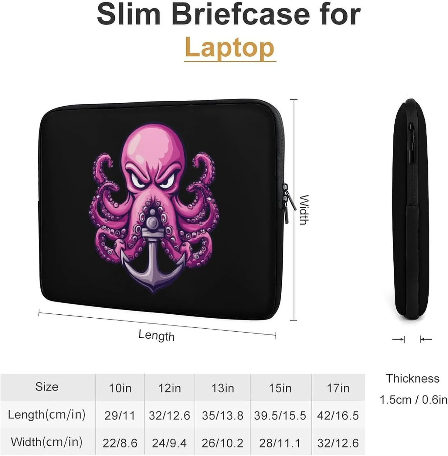 Octopus Anchores Laptop Case Sleeve Bag 10inch Durable Shockproof Protective Computer Carrying Cover Briefcase