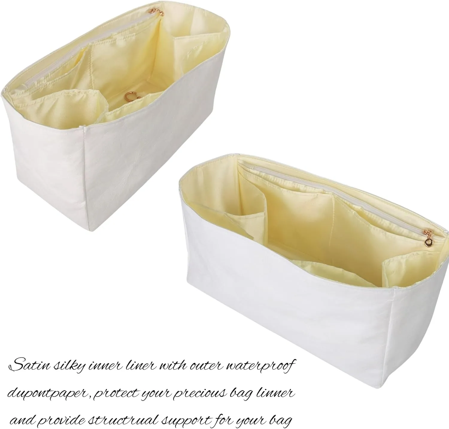 Organizer for Boheme Hobo Bag, Lightweight Insert, DupontPaper and Satin Silk Liner, 34 Interior Colors (Beige)