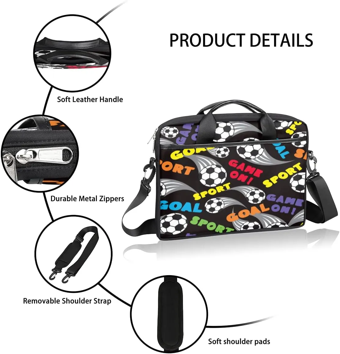 Ostrich Portrait Laptop Shoulder Messenger Bag Waterproof Laptop Briefcase Handle Padded Strap